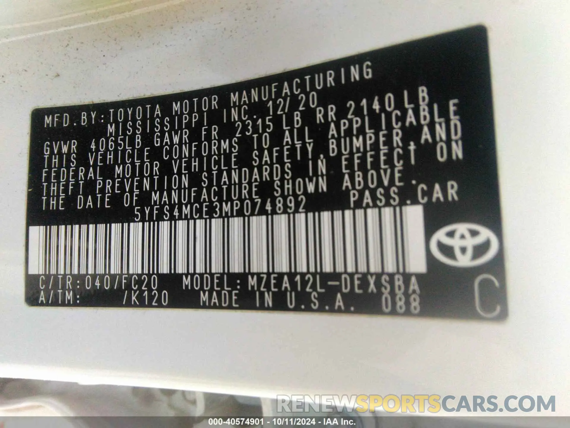9 Photograph of a damaged car 5YFS4MCE3MP074892 TOYOTA COROLLA 2021
