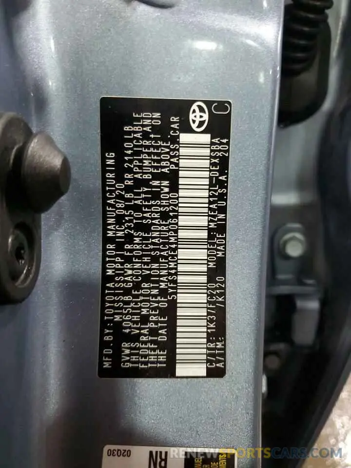 13 Photograph of a damaged car 5YFS4MCE4MP061200 TOYOTA COROLLA 2021