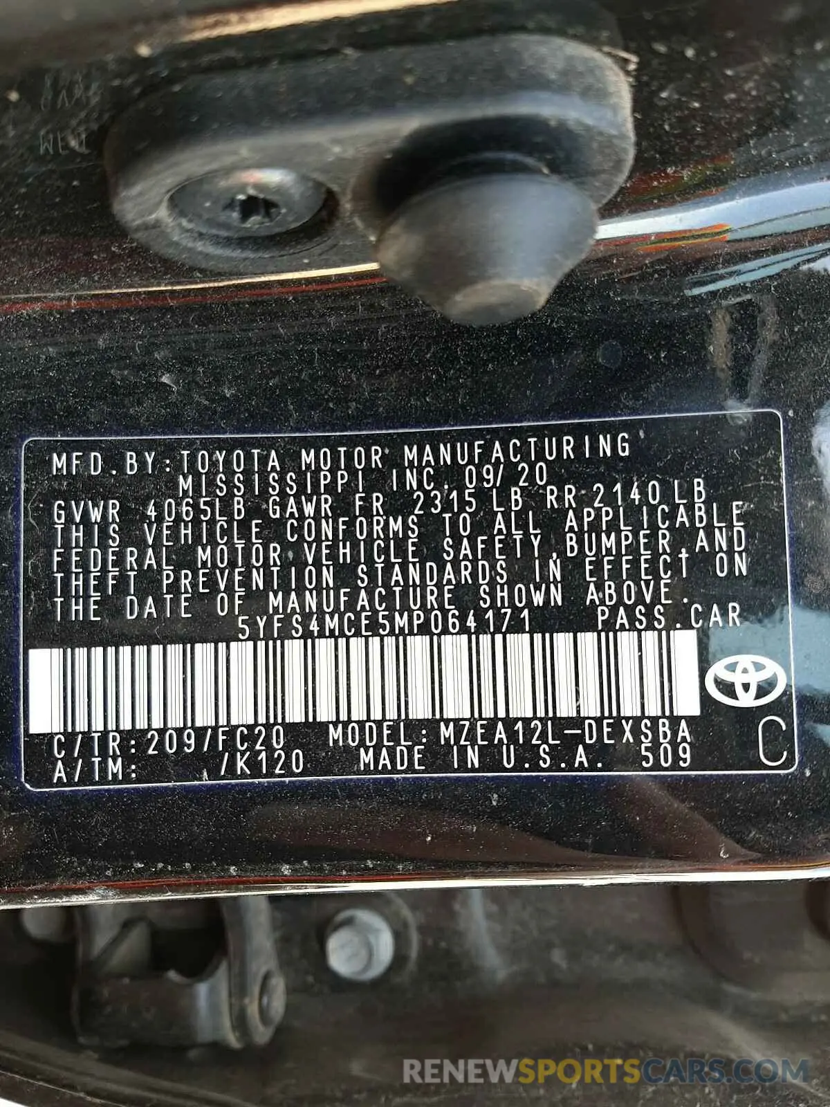 10 Photograph of a damaged car 5YFS4MCE5MP064171 TOYOTA COROLLA 2021