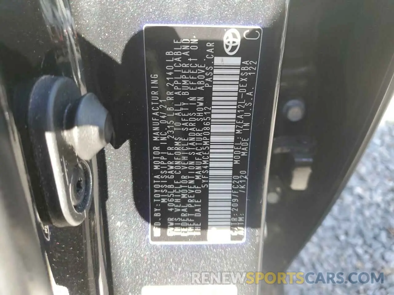 14 Photograph of a damaged car 5YFS4MCE5MP086512 TOYOTA COROLLA 2021