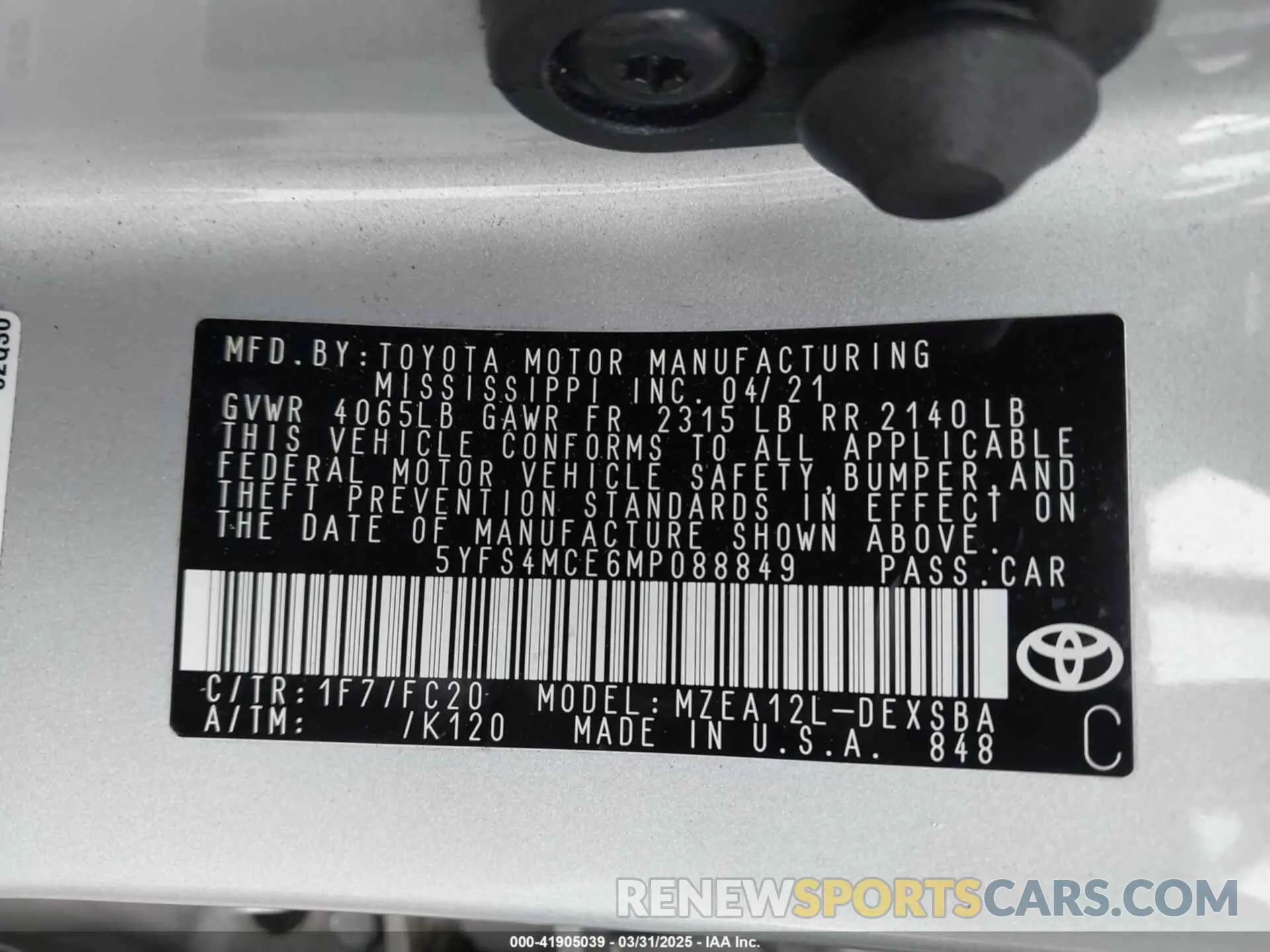 9 Photograph of a damaged car 5YFS4MCE6MP088849 TOYOTA COROLLA 2021