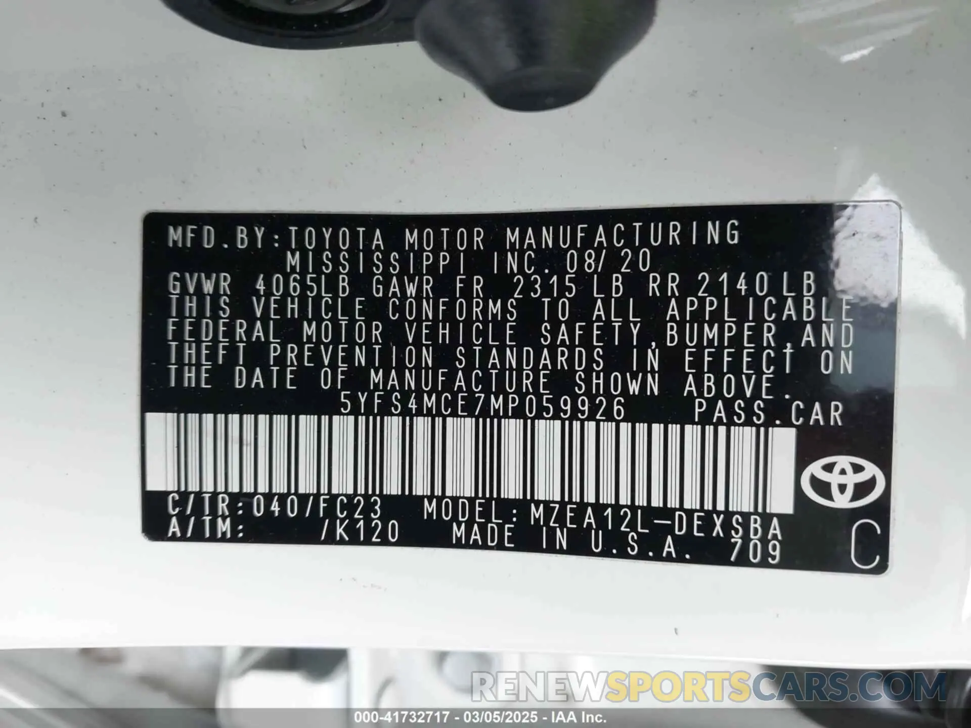 9 Photograph of a damaged car 5YFS4MCE7MP059926 TOYOTA COROLLA 2021