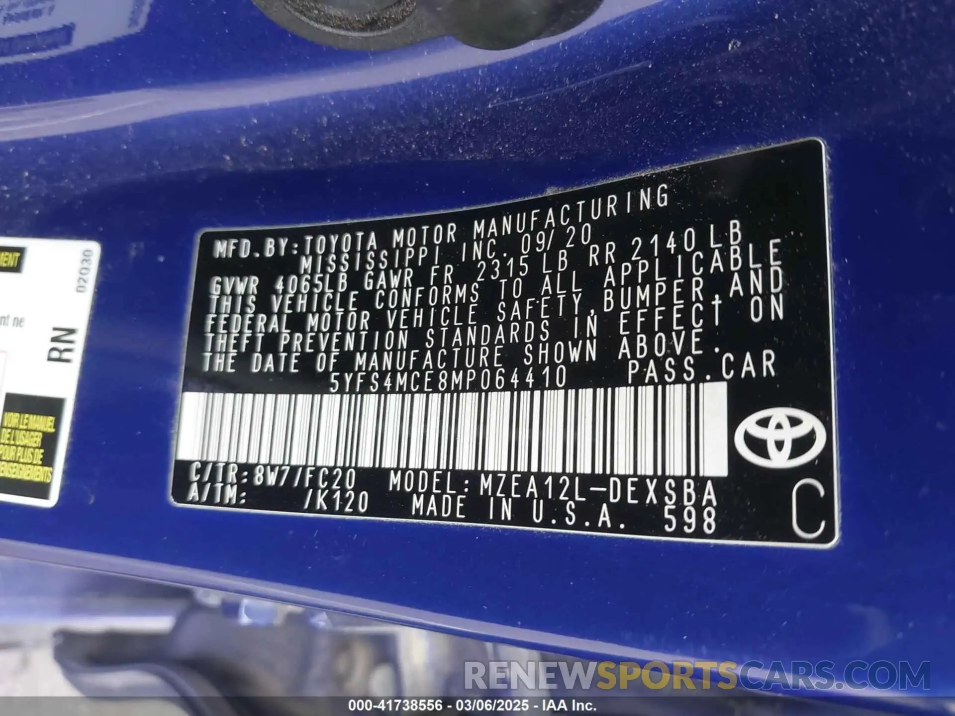 9 Photograph of a damaged car 5YFS4MCE8MP064410 TOYOTA COROLLA 2021