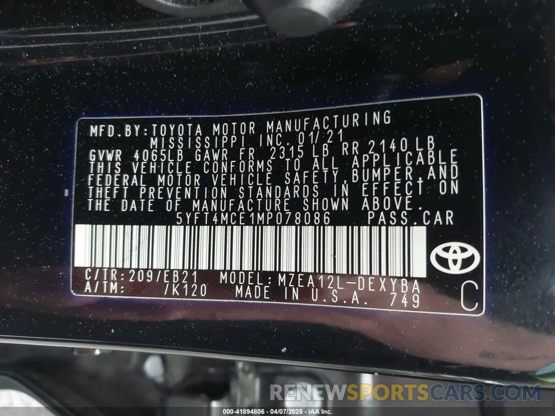 9 Photograph of a damaged car 5YFT4MCE1MP078086 TOYOTA COROLLA 2021