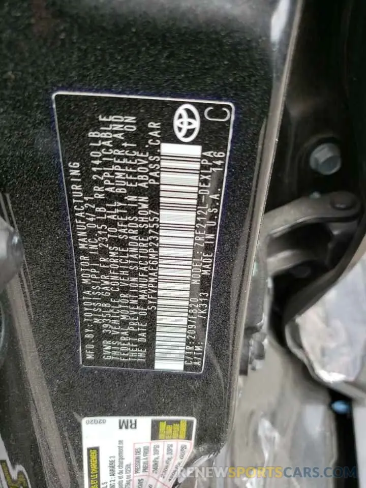 12 Photograph of a damaged car 5YFVPMAE6MP237557 TOYOTA COROLLA 2021