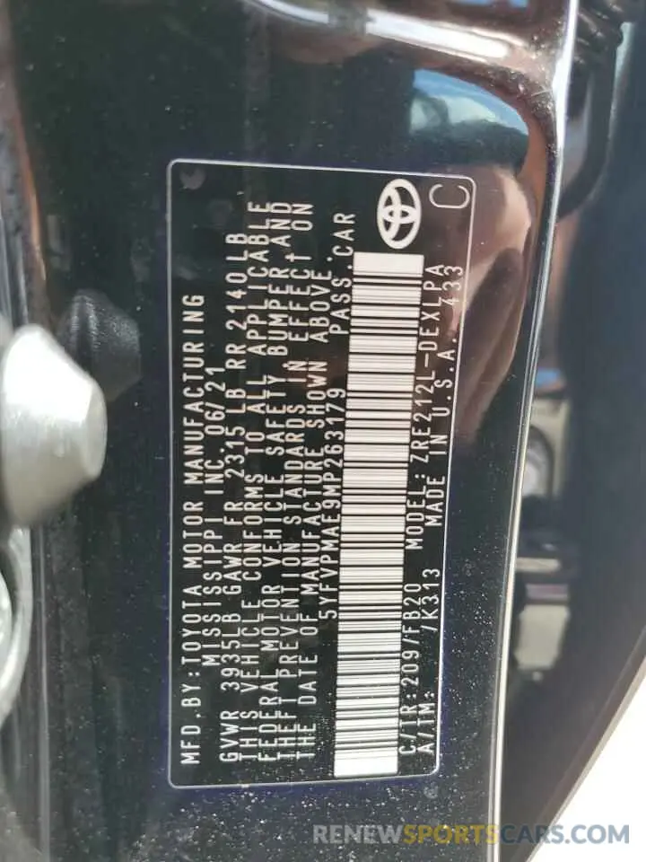 13 Photograph of a damaged car 5YFVPMAE9MP263179 TOYOTA COROLLA 2021