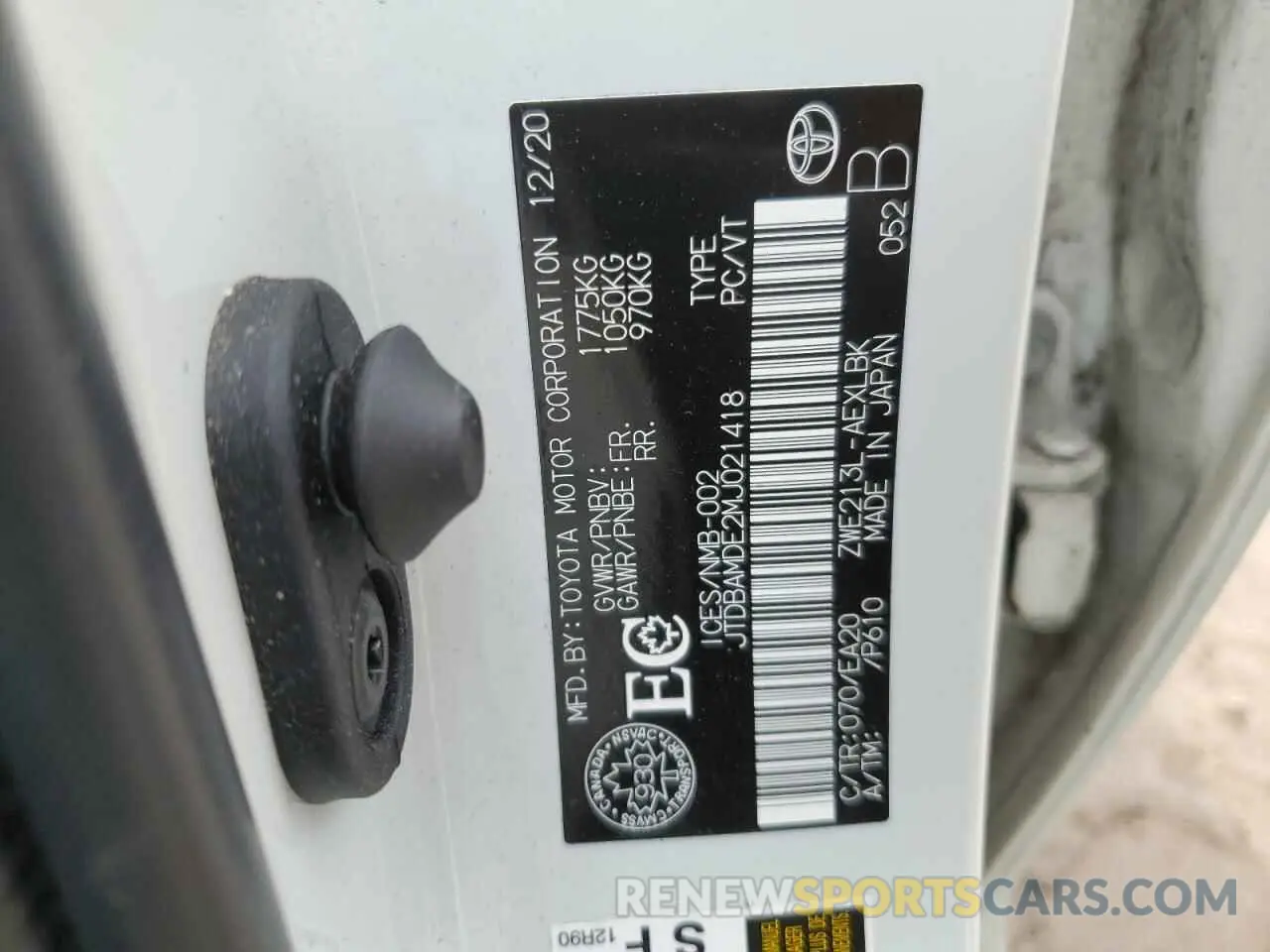 14 Photograph of a damaged car JTDBAMDE2MJ021418 TOYOTA COROLLA 2021