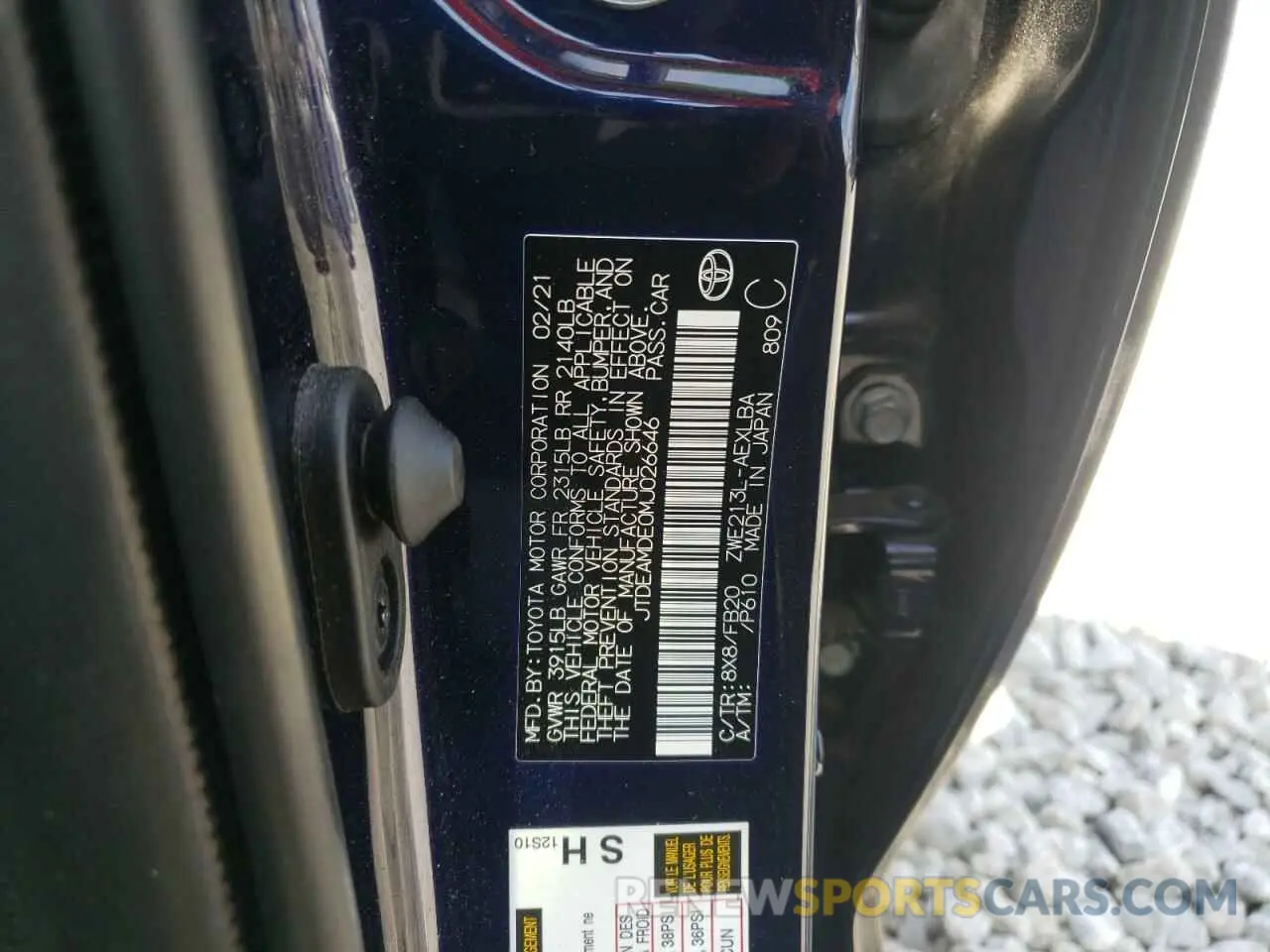 12 Photograph of a damaged car JTDEAMDE0MJ026646 TOYOTA COROLLA 2021