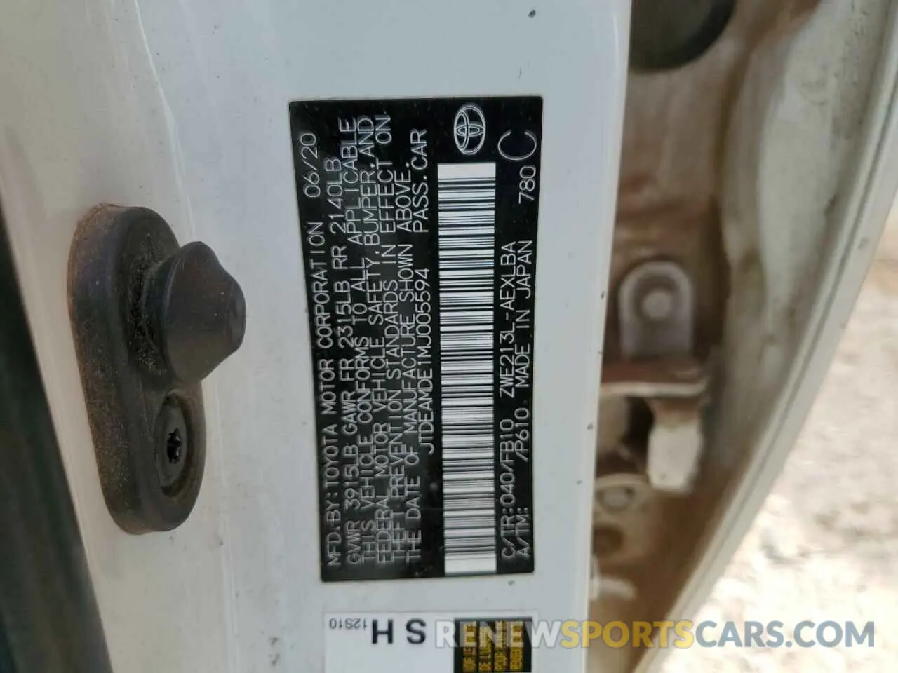 12 Photograph of a damaged car JTDEAMDE1MJ005594 TOYOTA COROLLA 2021