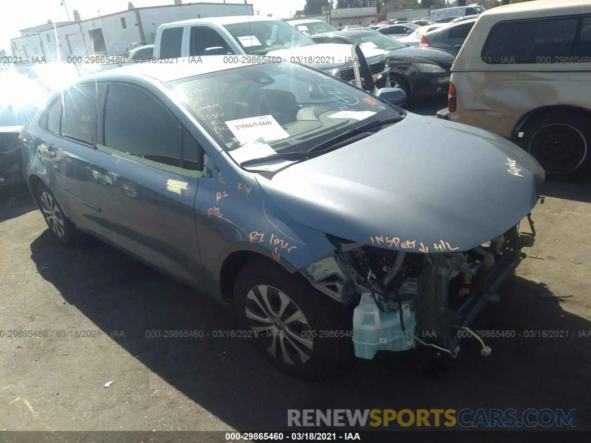 1 Photograph of a damaged car JTDEAMDE9MJ001308 TOYOTA COROLLA 2021