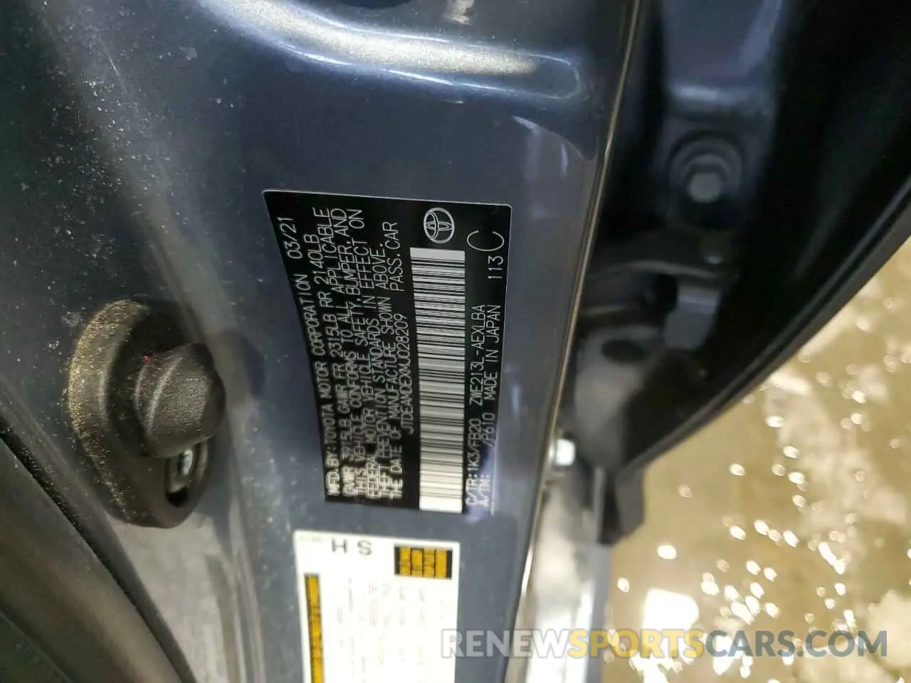 12 Photograph of a damaged car JTDEAMDEXMJ028209 TOYOTA COROLLA 2021