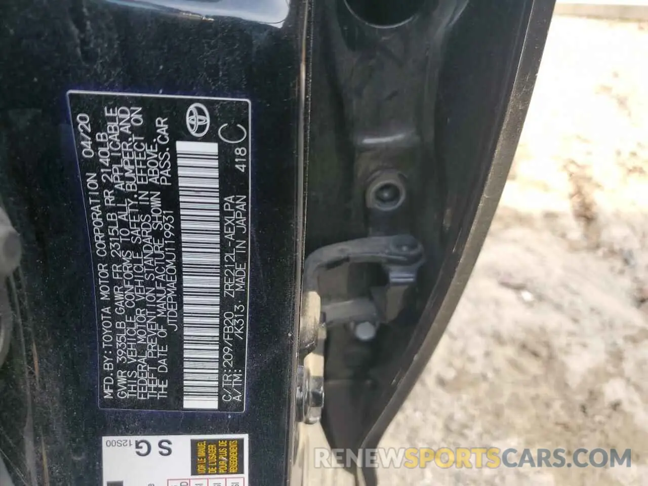 13 Photograph of a damaged car JTDEPMAE0MJ119931 TOYOTA COROLLA 2021