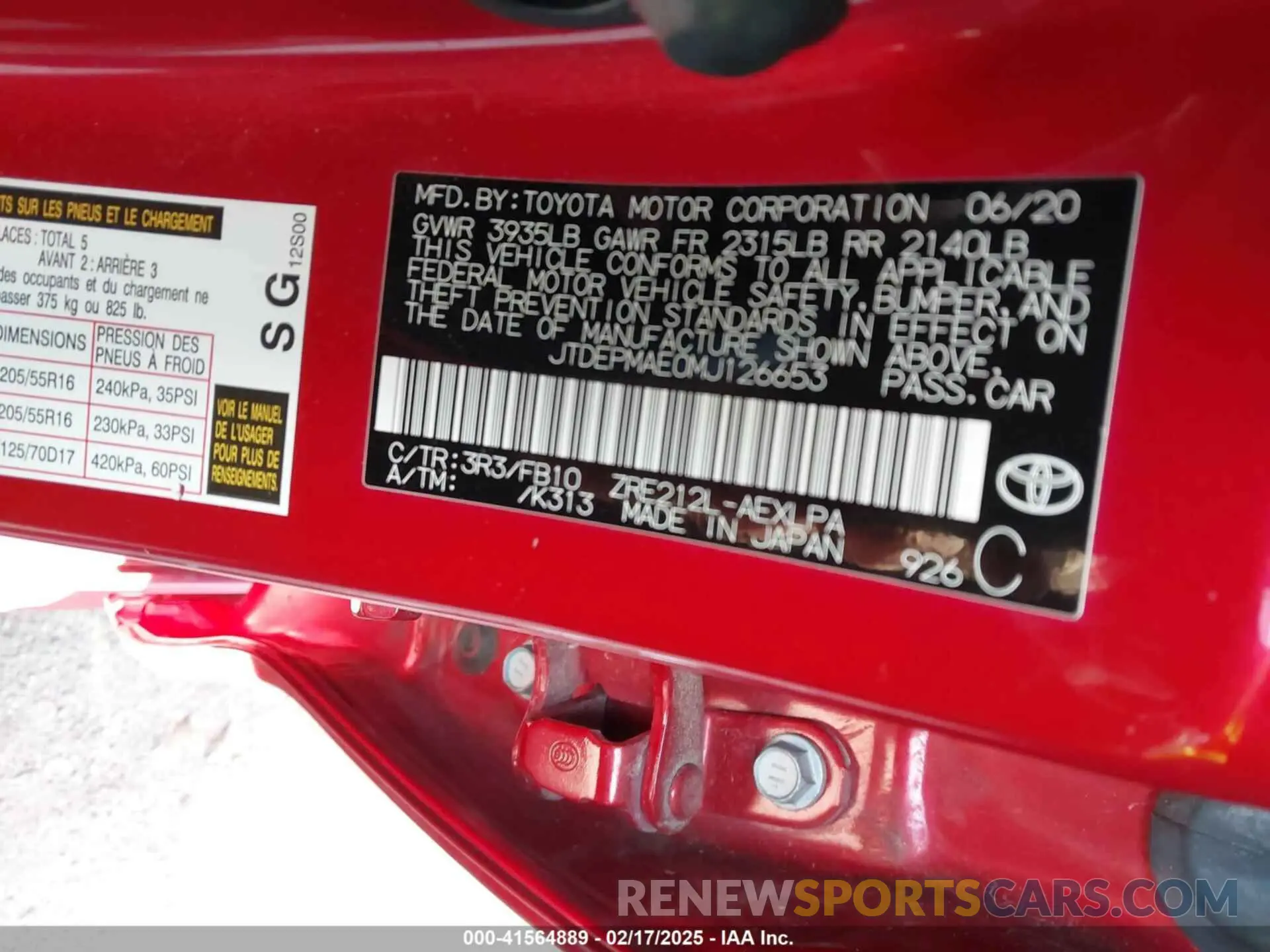 9 Photograph of a damaged car JTDEPMAE0MJ126653 TOYOTA COROLLA 2021