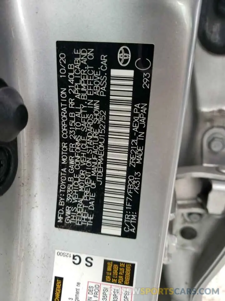 13 Photograph of a damaged car JTDEPMAE0MJ152752 TOYOTA COROLLA 2021