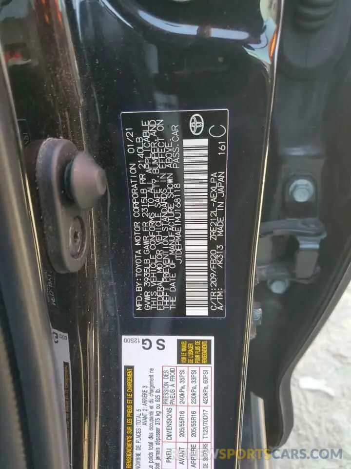 14 Photograph of a damaged car JTDEPMAE1MJ168118 TOYOTA COROLLA 2021