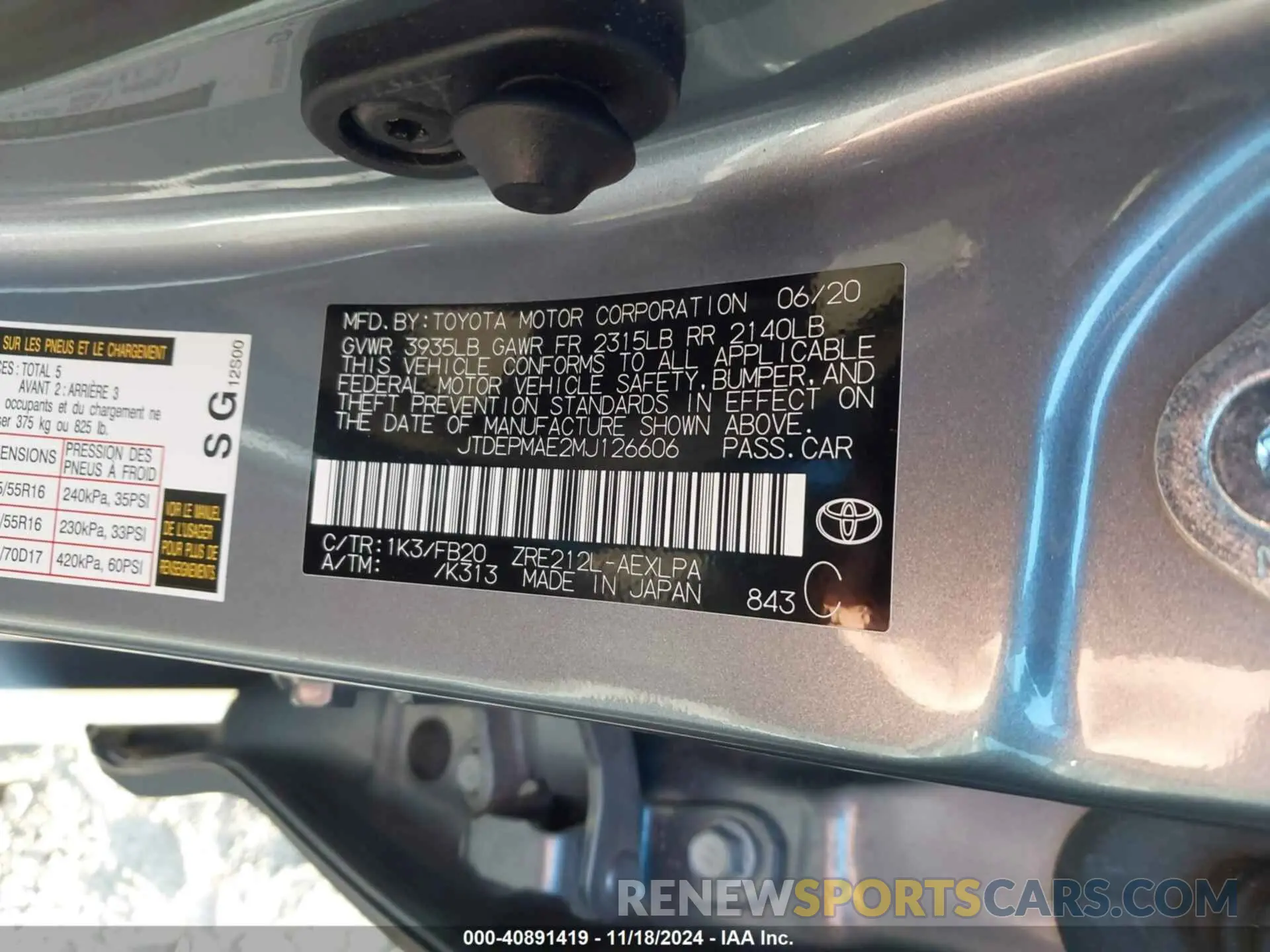 9 Photograph of a damaged car JTDEPMAE2MJ126606 TOYOTA COROLLA 2021
