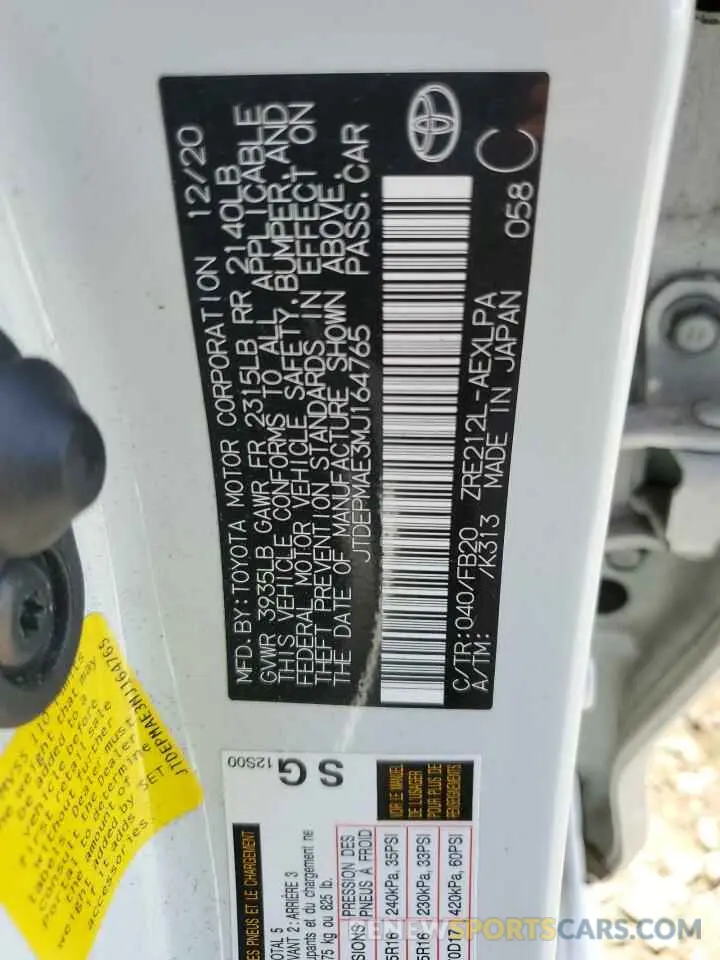 13 Photograph of a damaged car JTDEPMAE3MJ164765 TOYOTA COROLLA 2021