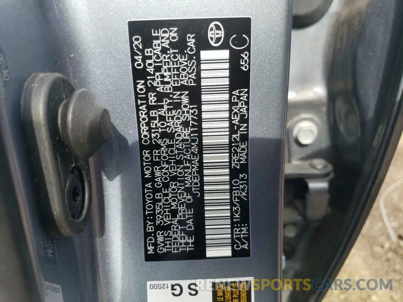 12 Photograph of a damaged car JTDEPMAE4MJ117731 TOYOTA COROLLA 2021