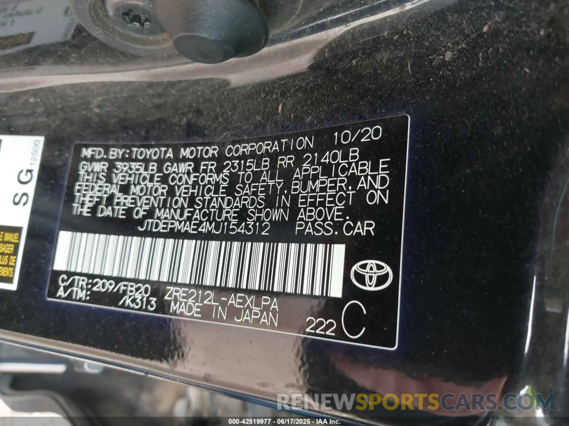 9 Photograph of a damaged car JTDEPMAE4MJ154312 TOYOTA COROLLA 2021