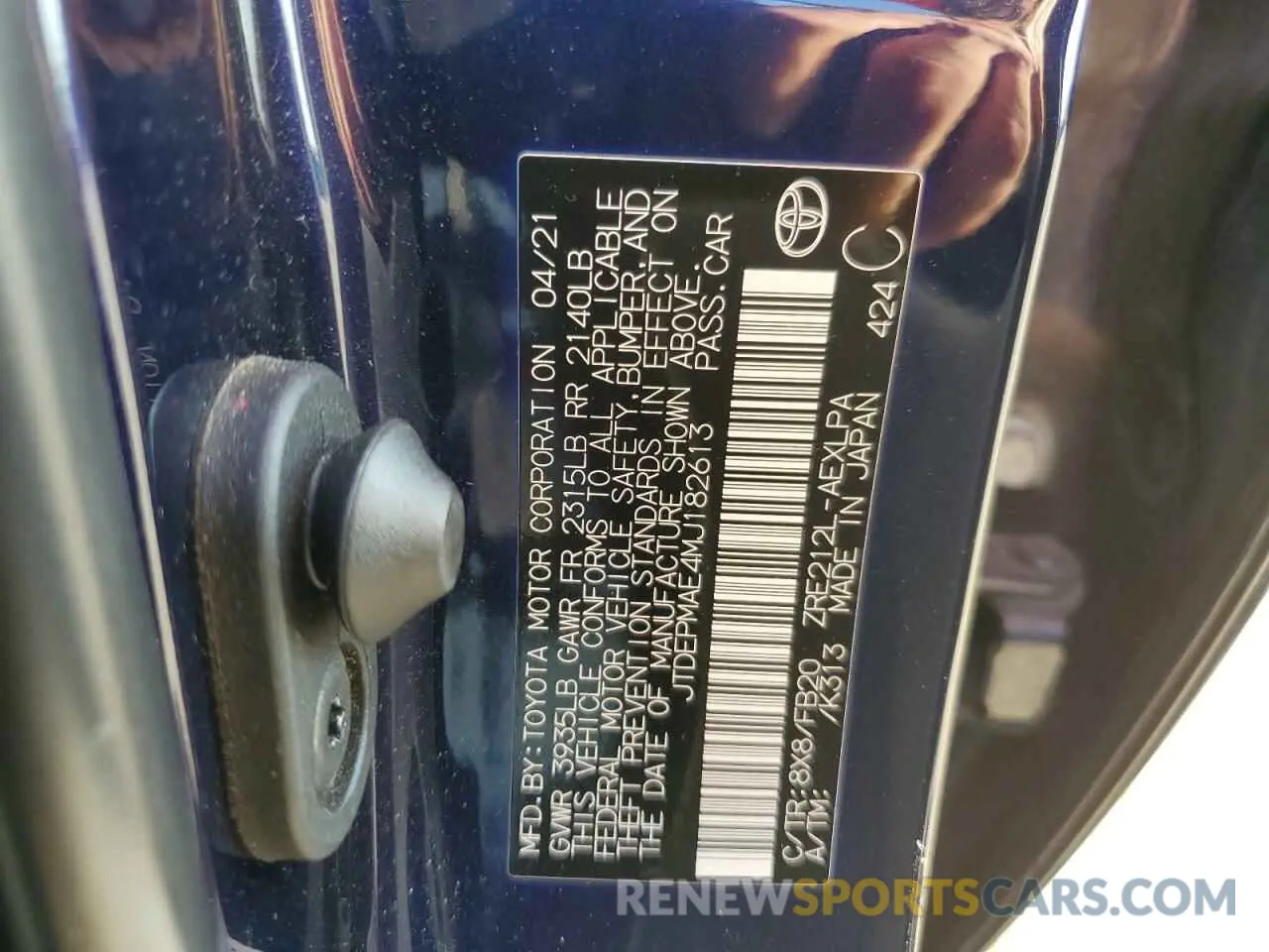 12 Photograph of a damaged car JTDEPMAE4MJ182613 TOYOTA COROLLA 2021