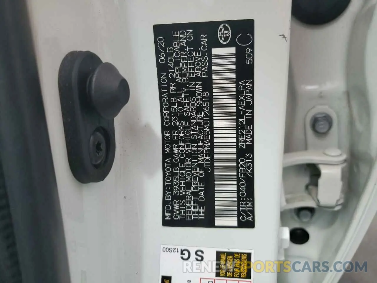 12 Photograph of a damaged car JTDEPMAE5MJ126518 TOYOTA COROLLA 2021