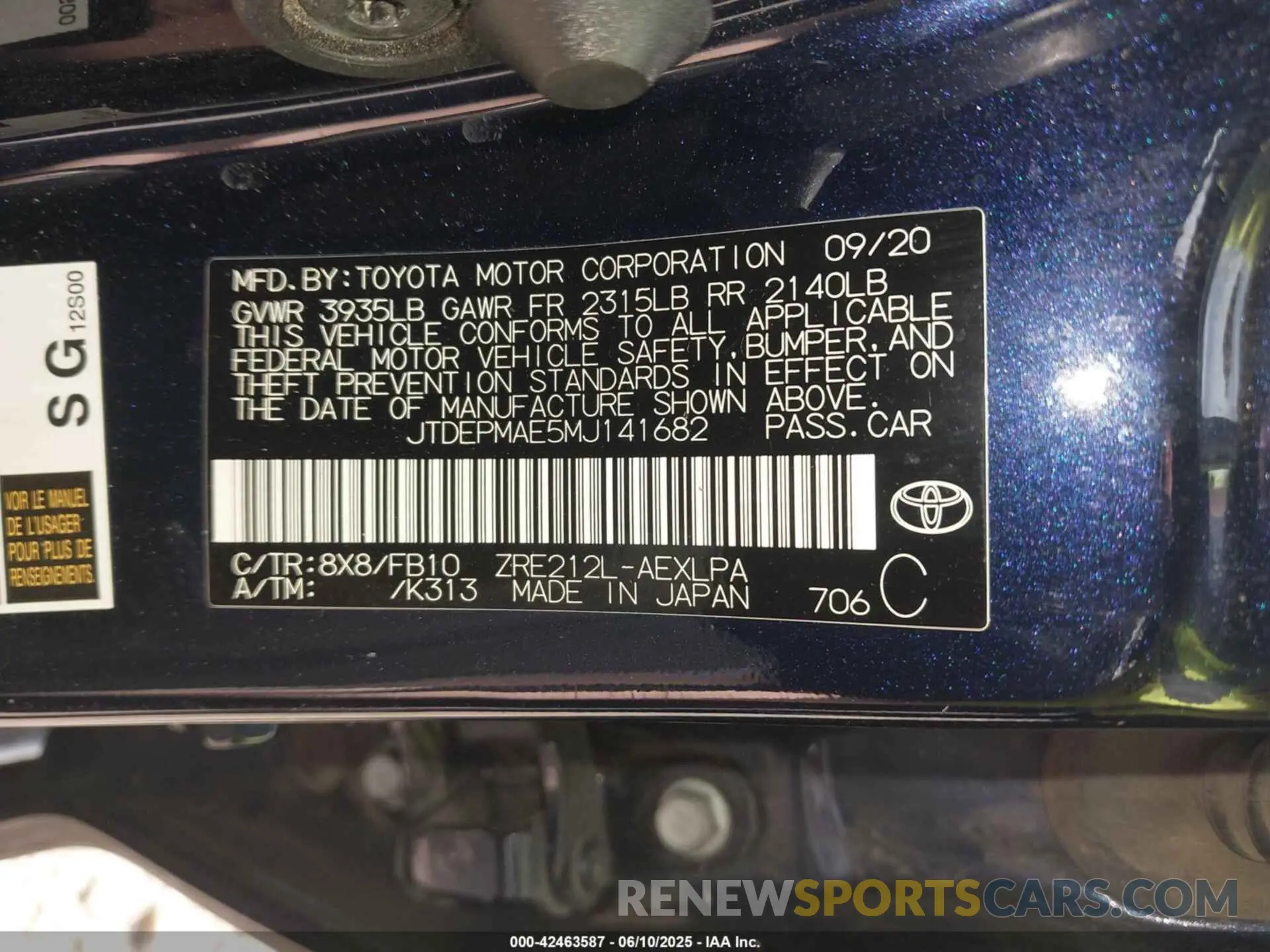9 Photograph of a damaged car JTDEPMAE5MJ141682 TOYOTA COROLLA 2021