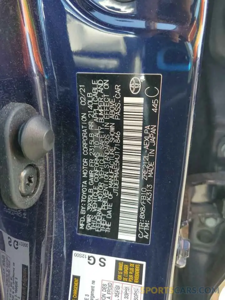 13 Photograph of a damaged car JTDEPMAE5MJ171846 TOYOTA COROLLA 2021