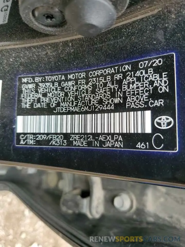13 Photograph of a damaged car JTDEPMAE6MJ129444 TOYOTA COROLLA 2021