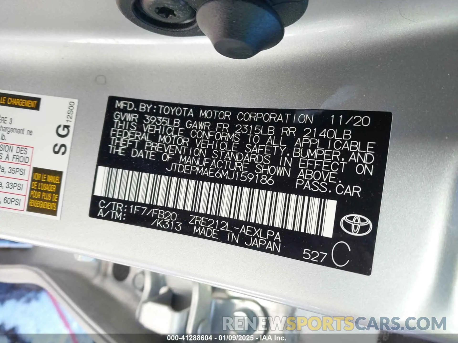9 Photograph of a damaged car JTDEPMAE6MJ159186 TOYOTA COROLLA 2021