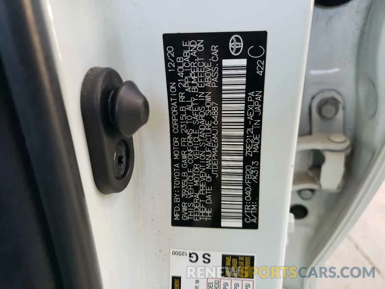 12 Photograph of a damaged car JTDEPMAE6MJ164887 TOYOTA COROLLA 2021