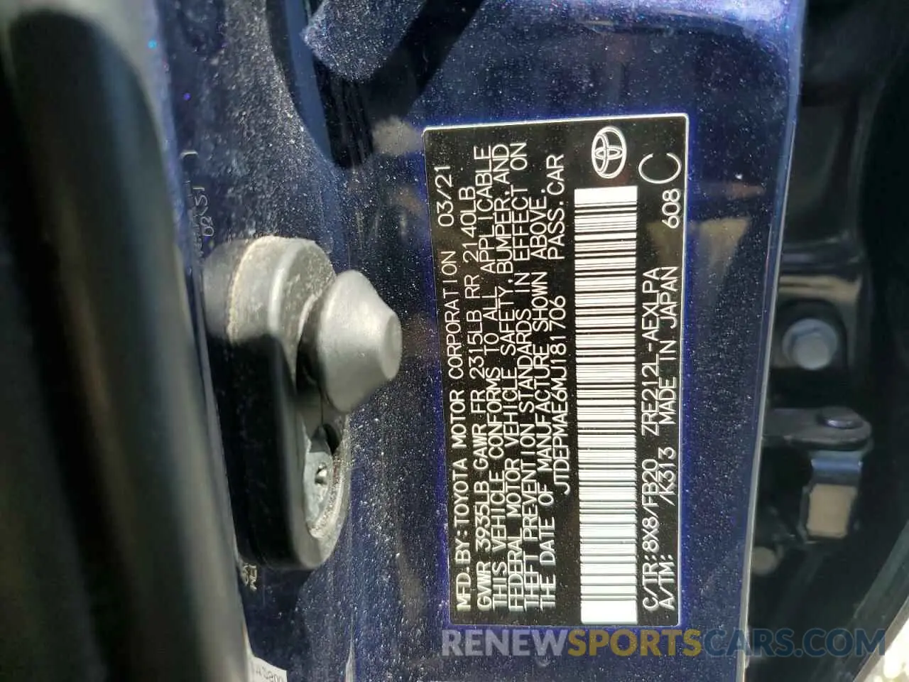13 Photograph of a damaged car JTDEPMAE6MJ181706 TOYOTA COROLLA 2021