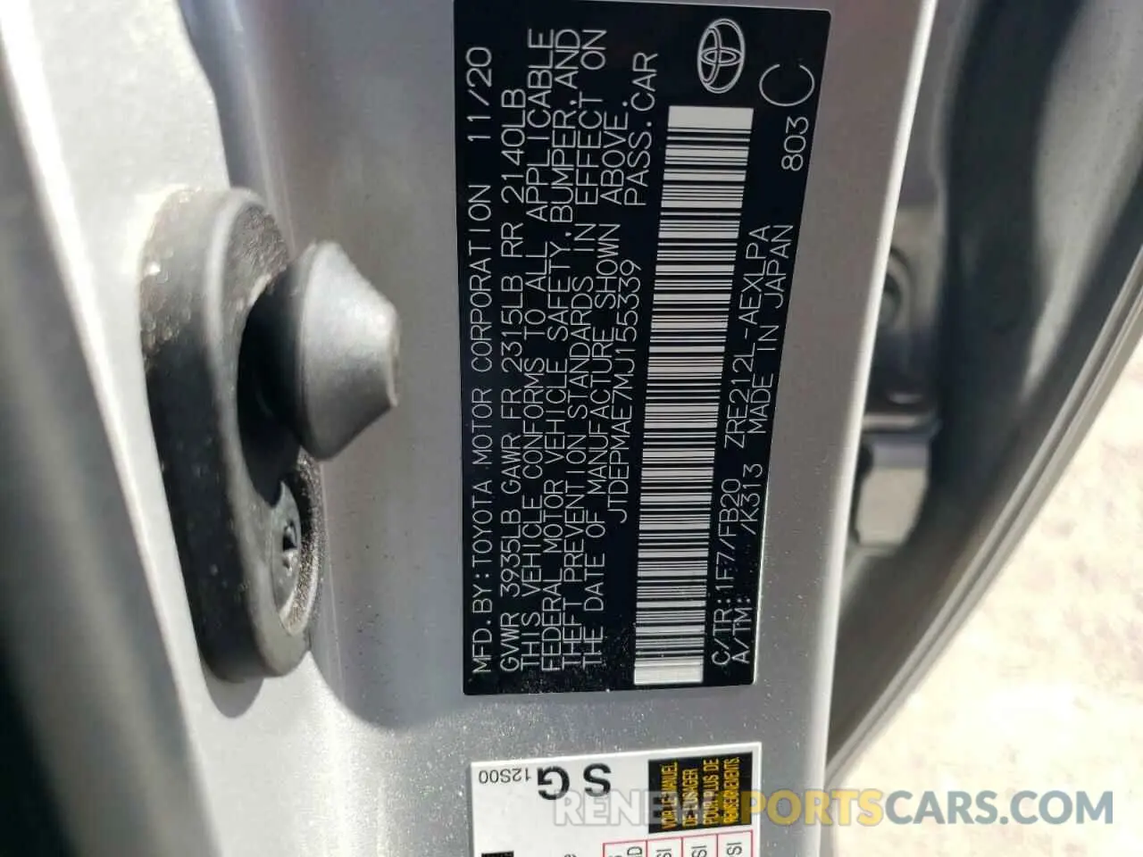 13 Photograph of a damaged car JTDEPMAE7MJ155339 TOYOTA COROLLA 2021