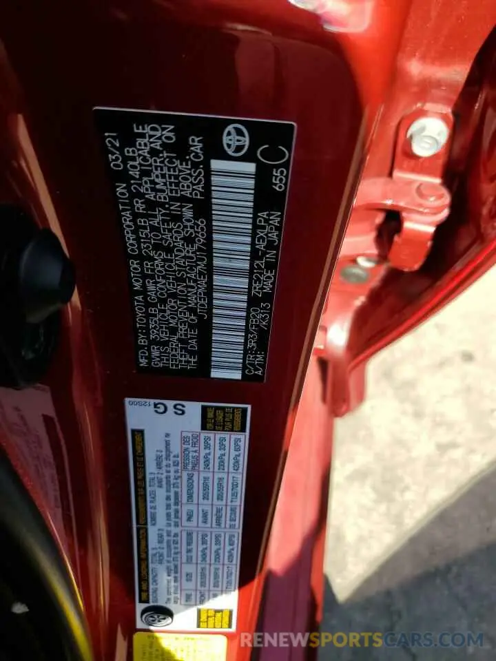 10 Photograph of a damaged car JTDEPMAE7MJ179656 TOYOTA COROLLA 2021
