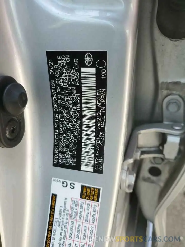 12 Photograph of a damaged car JTDEPMAE7MJ186994 TOYOTA COROLLA 2021
