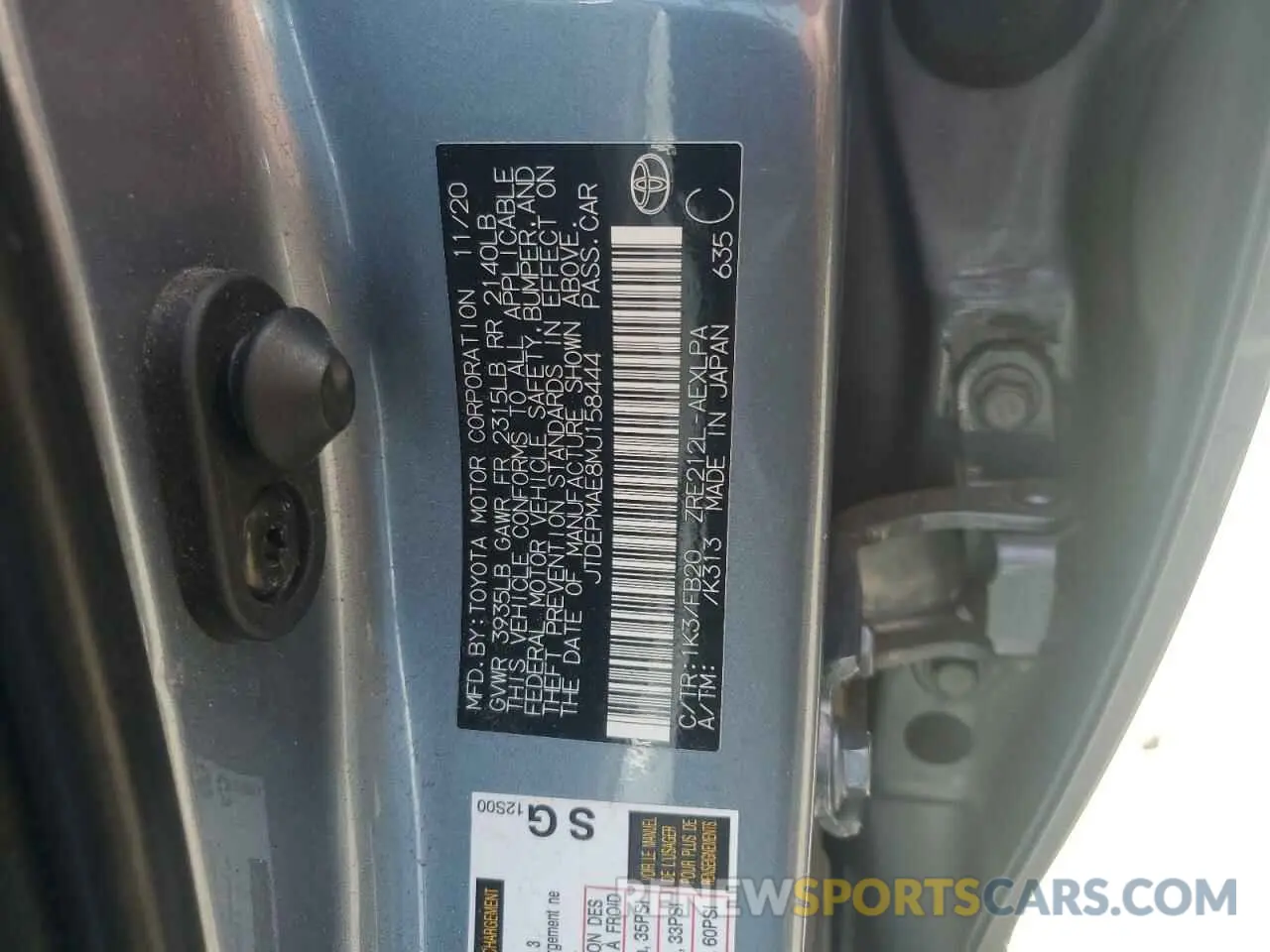 12 Photograph of a damaged car JTDEPMAE8MJ158444 TOYOTA COROLLA 2021