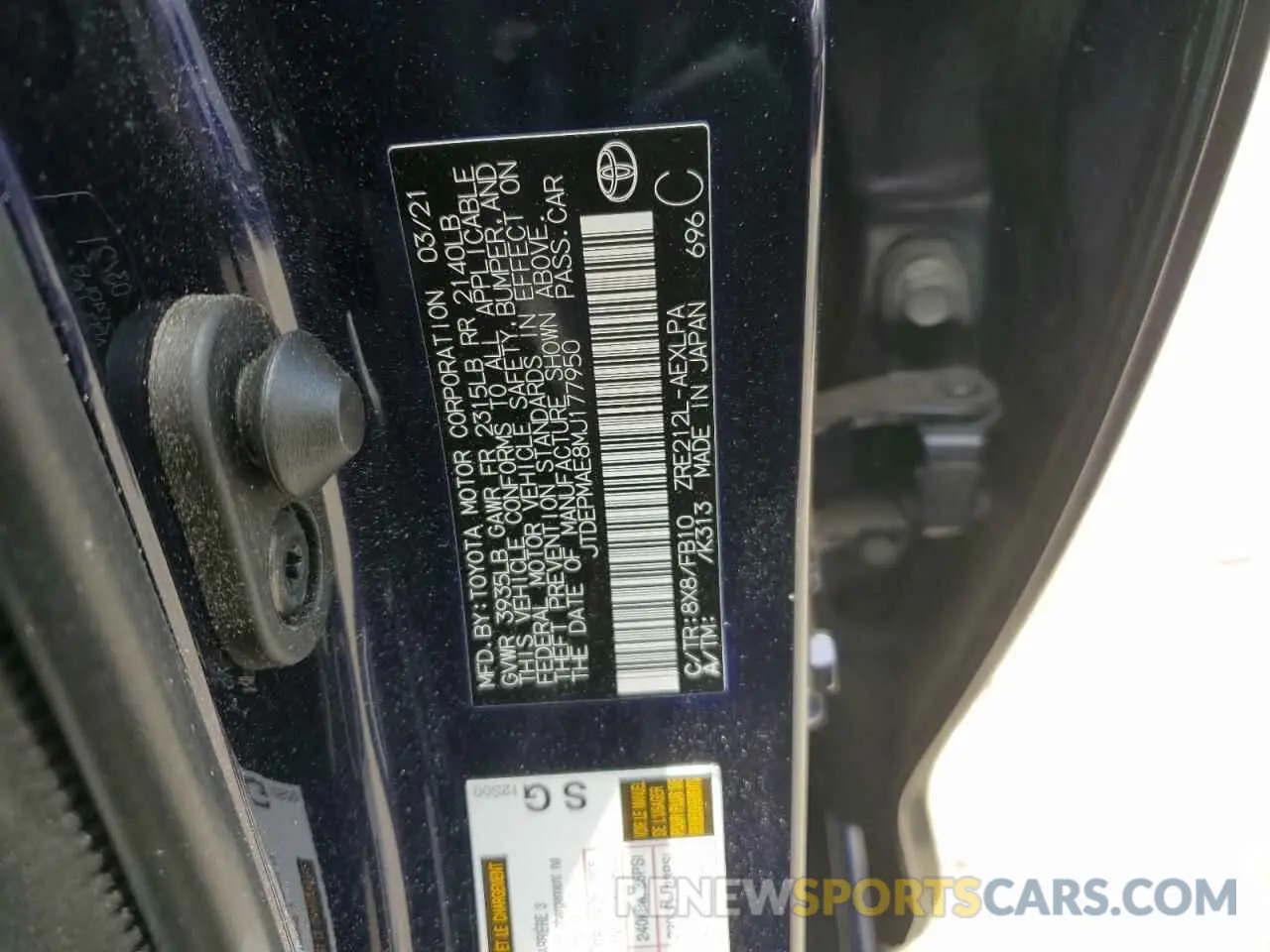 12 Photograph of a damaged car JTDEPMAE8MJ177950 TOYOTA COROLLA 2021