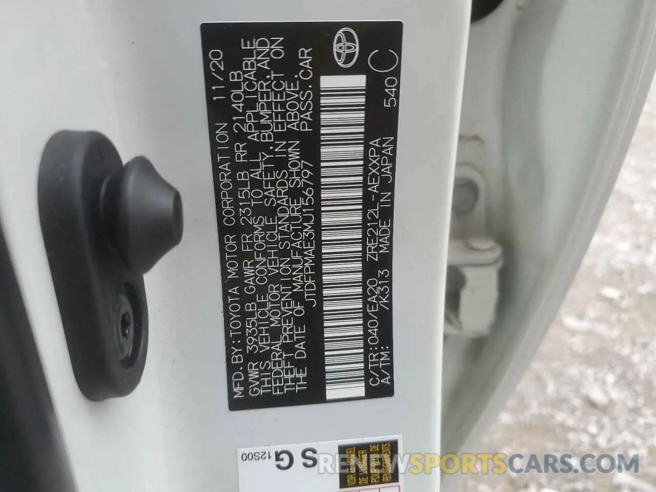 13 Photograph of a damaged car JTDFPMAE3MJ156797 TOYOTA COROLLA 2021
