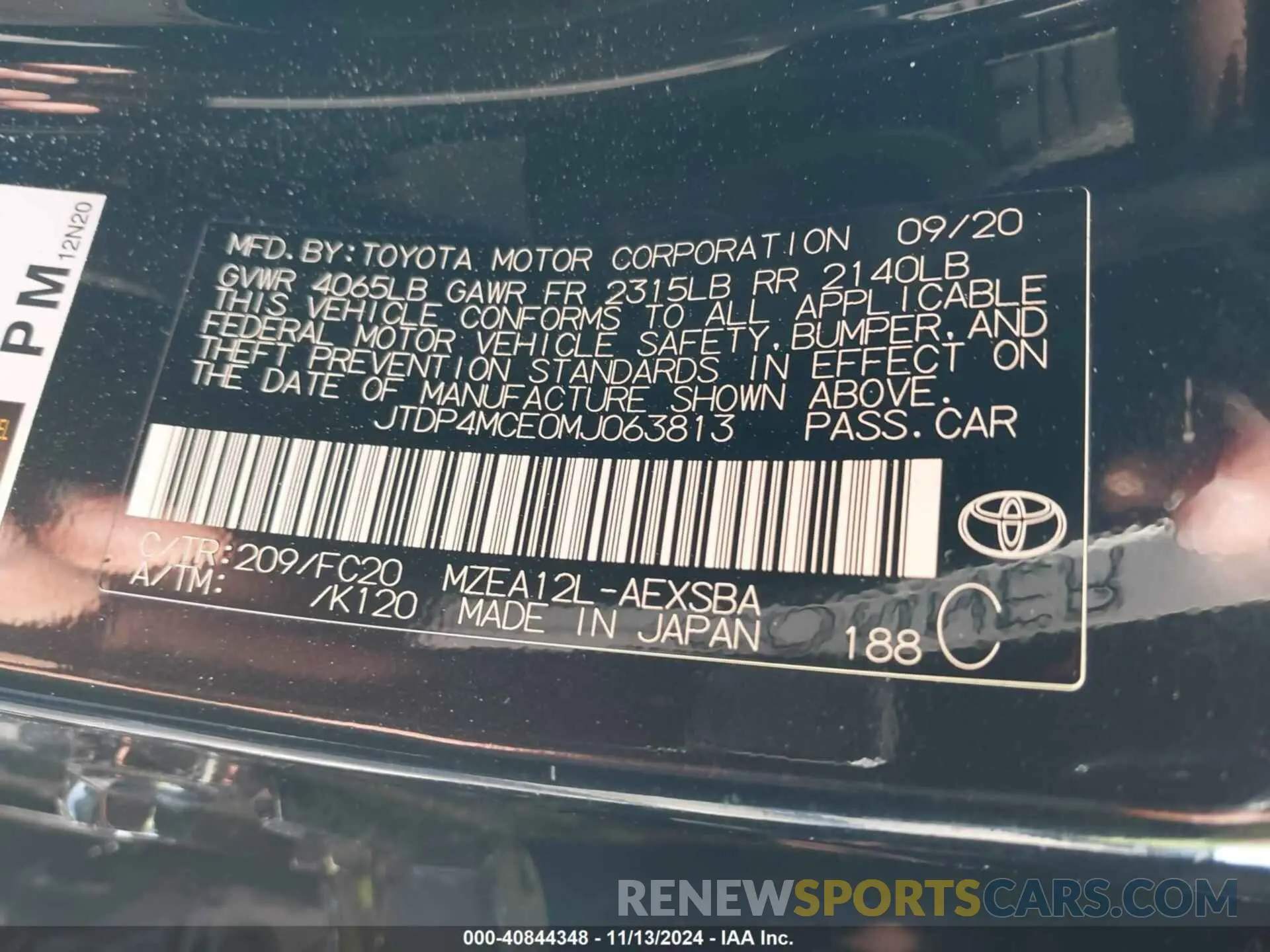 9 Photograph of a damaged car JTDP4MCE0MJ063813 TOYOTA COROLLA 2021