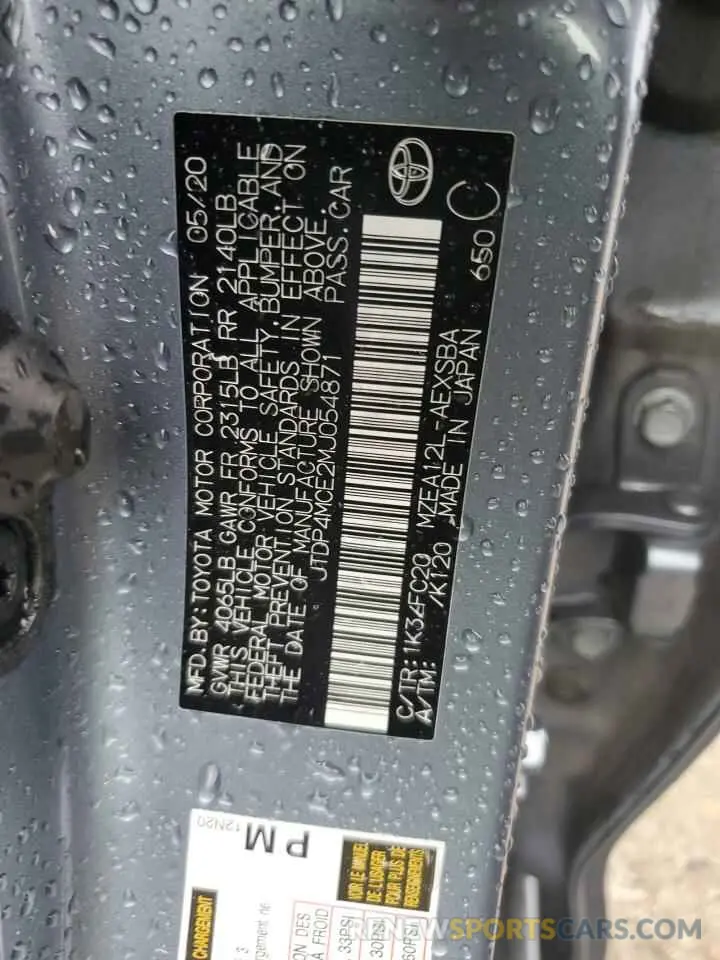 12 Photograph of a damaged car JTDP4MCE2MJ054871 TOYOTA COROLLA 2021