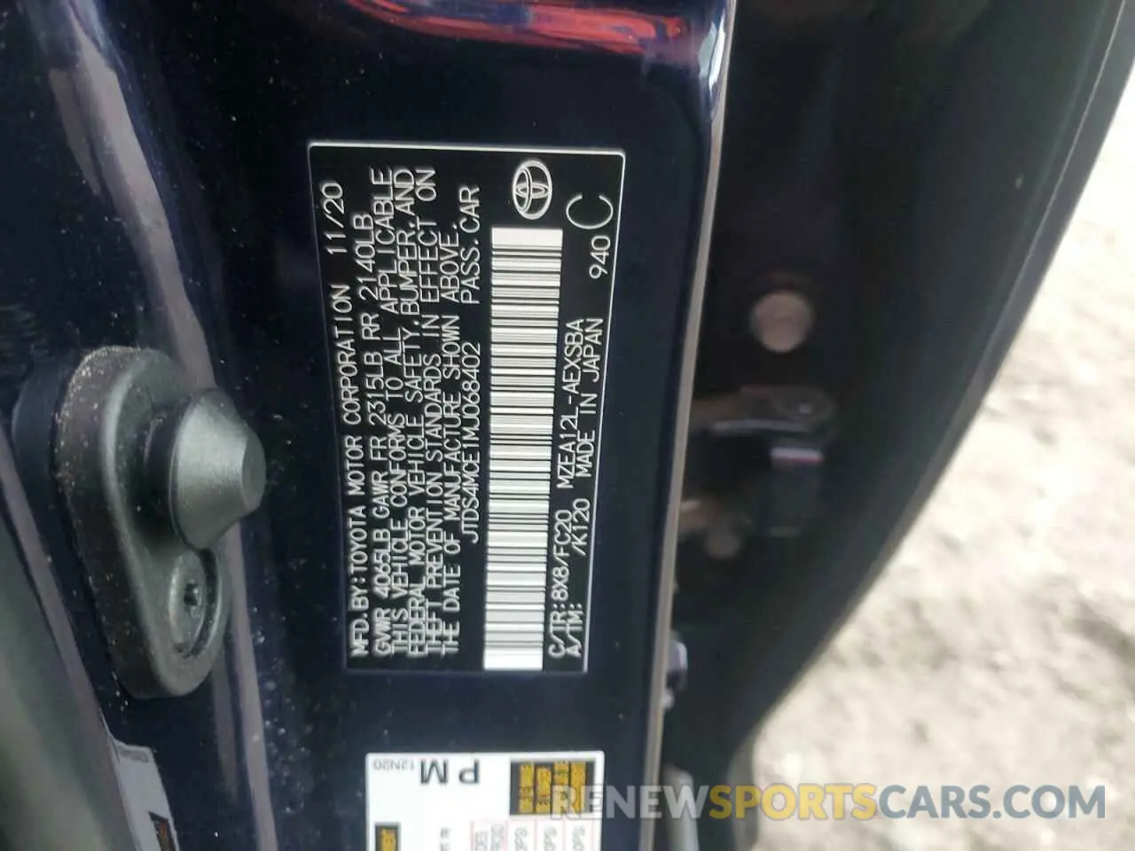 13 Photograph of a damaged car JTDS4MCE1MJ068402 TOYOTA COROLLA 2021