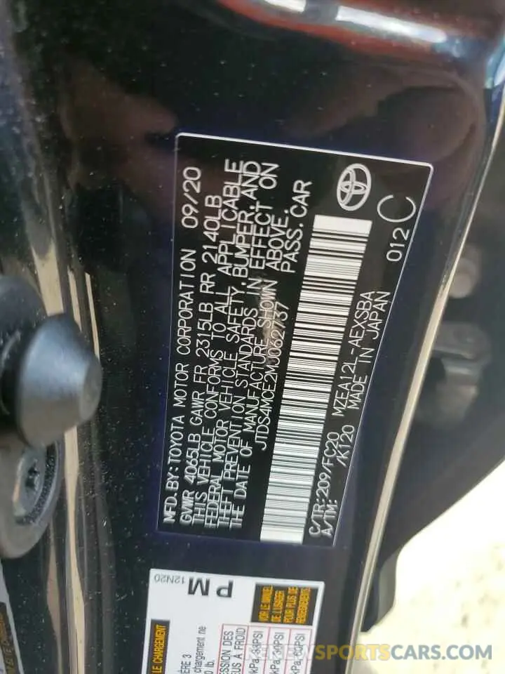 13 Photograph of a damaged car JTDS4MCE2MJ062737 TOYOTA COROLLA 2021