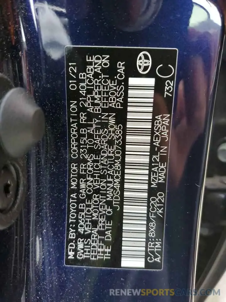 12 Photograph of a damaged car JTDS4MCE8MJ073385 TOYOTA COROLLA 2021