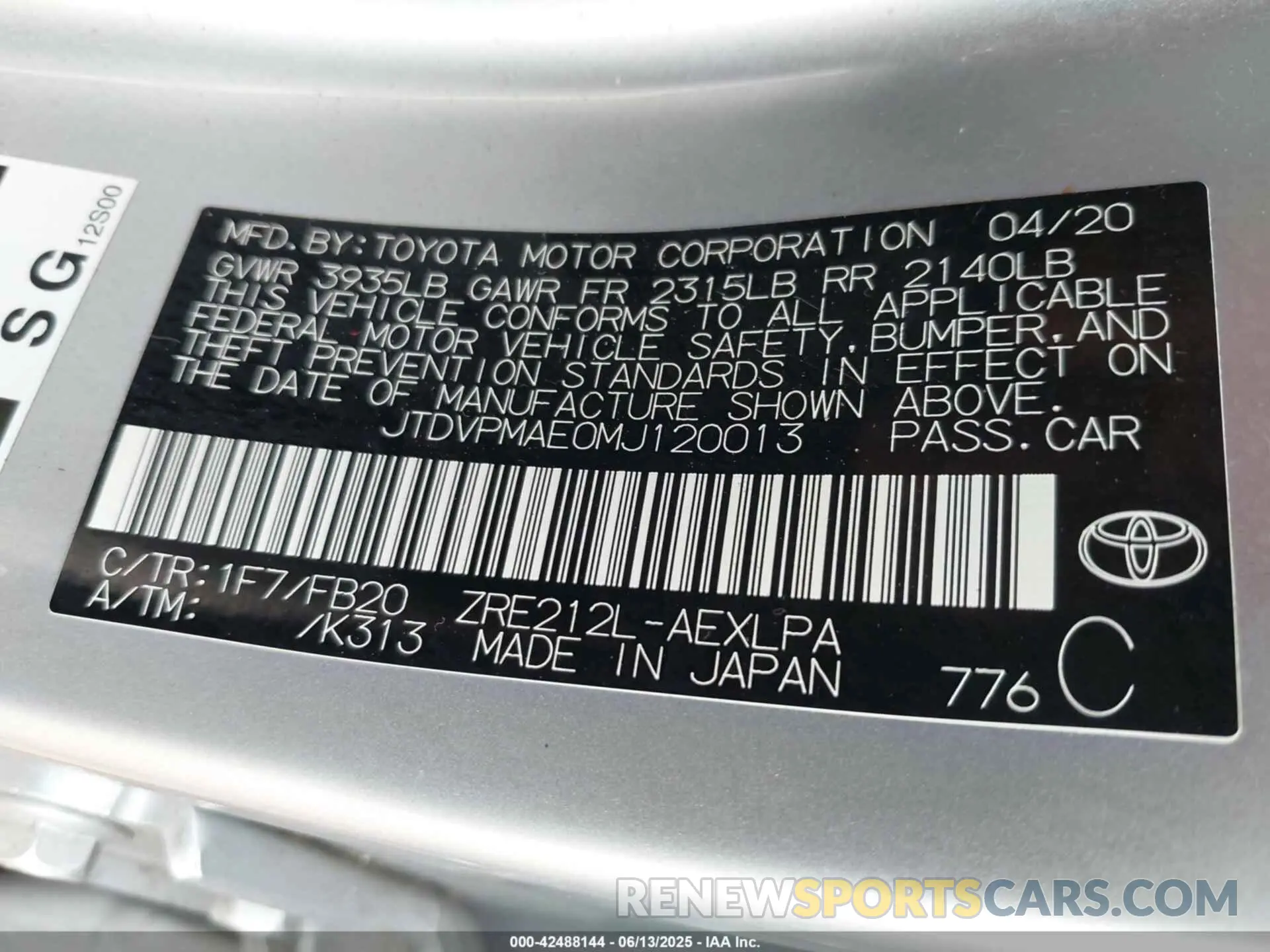 9 Photograph of a damaged car JTDVPMAE0MJ120013 TOYOTA COROLLA 2021