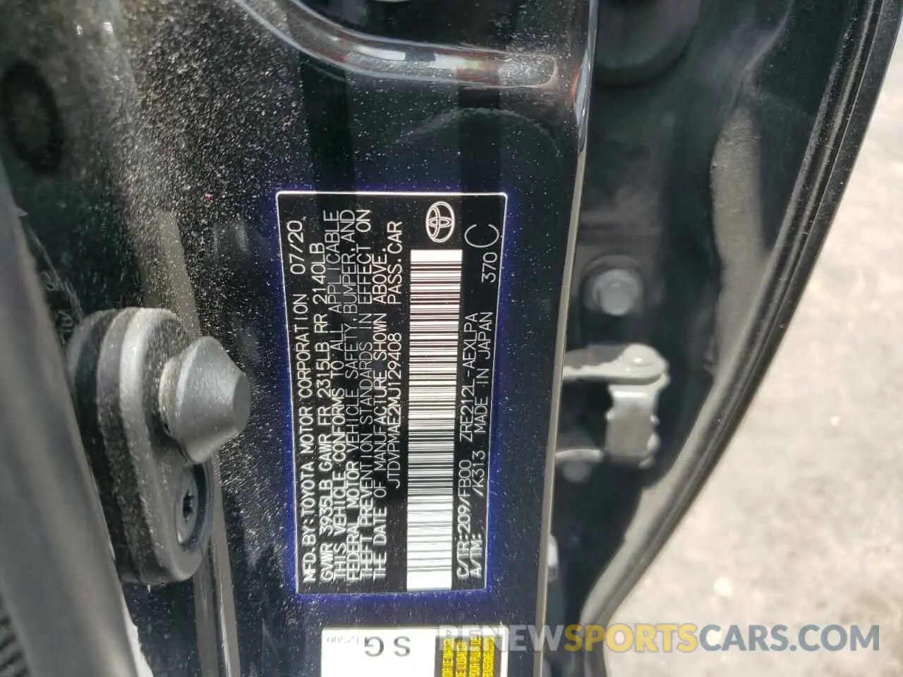 12 Photograph of a damaged car JTDVPMAE2MJ129408 TOYOTA COROLLA 2021
