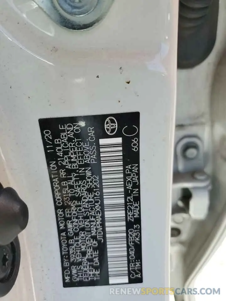 12 Photograph of a damaged car JTDVPMAEXMJ161202 TOYOTA COROLLA 2021