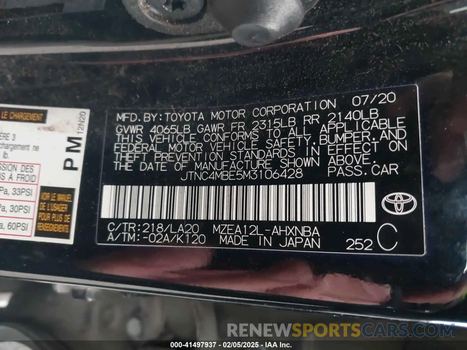 9 Photograph of a damaged car JTNC4MBE5M3106428 TOYOTA COROLLA 2021