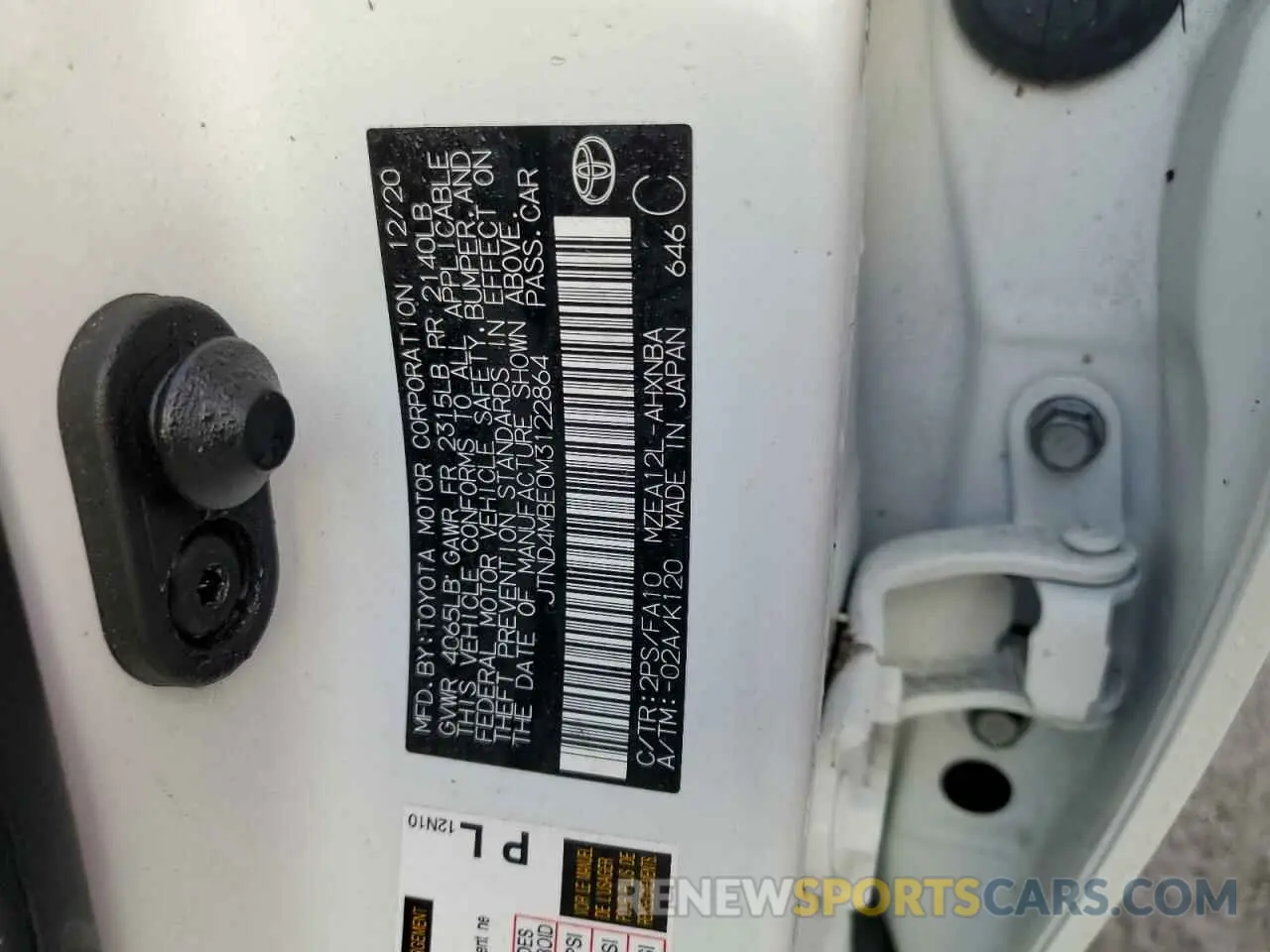 14 Photograph of a damaged car JTND4MBE0M3122864 TOYOTA COROLLA 2021