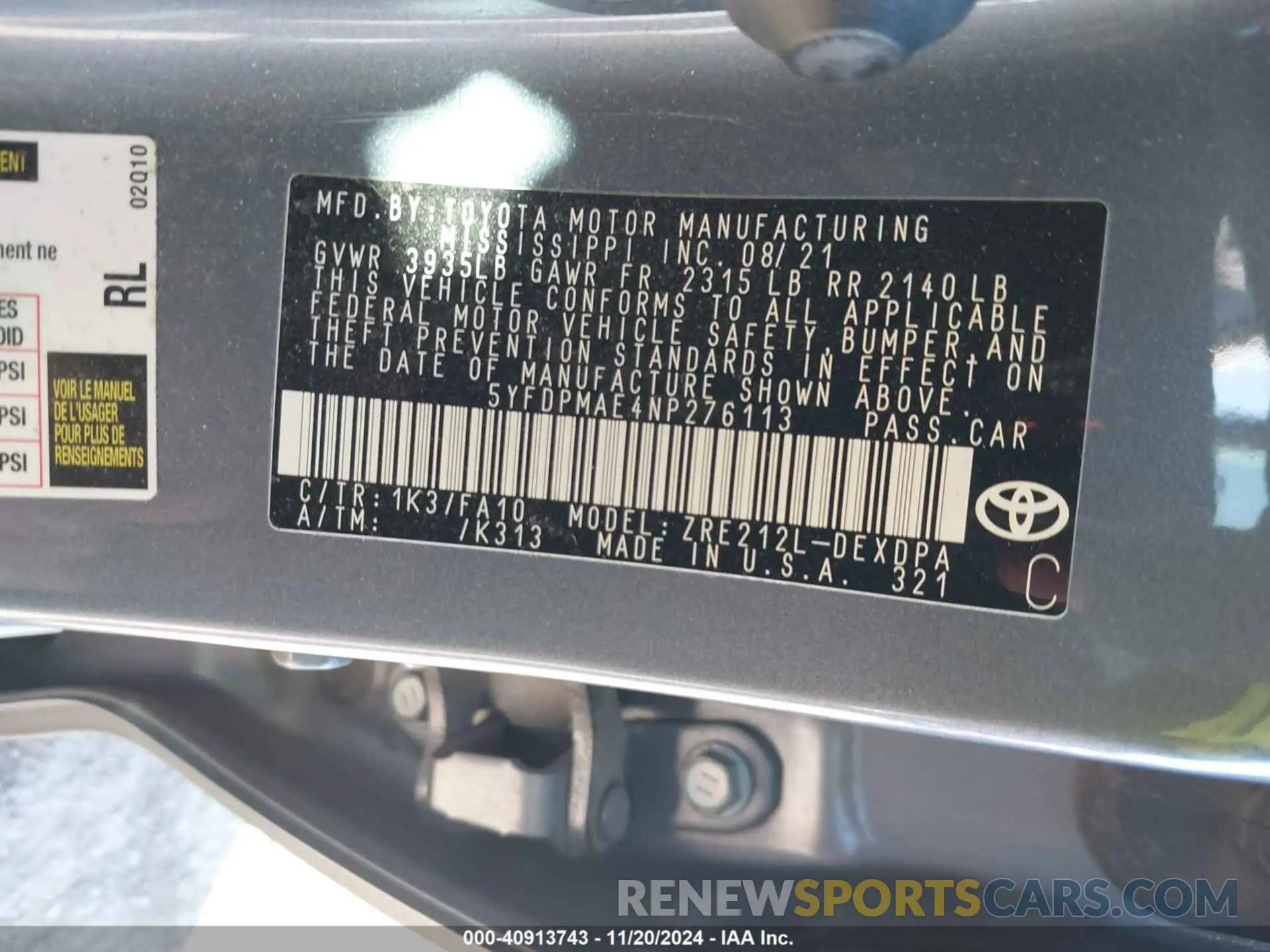 9 Photograph of a damaged car 5YFDPMAE4NP276113 TOYOTA COROLLA 2022