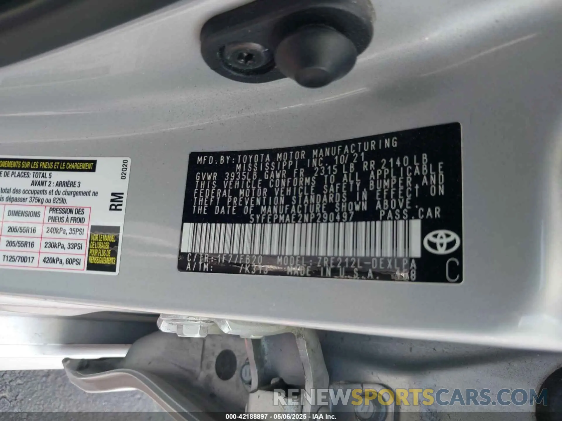 9 Photograph of a damaged car 5YFEPMAE2NP290497 TOYOTA COROLLA 2022