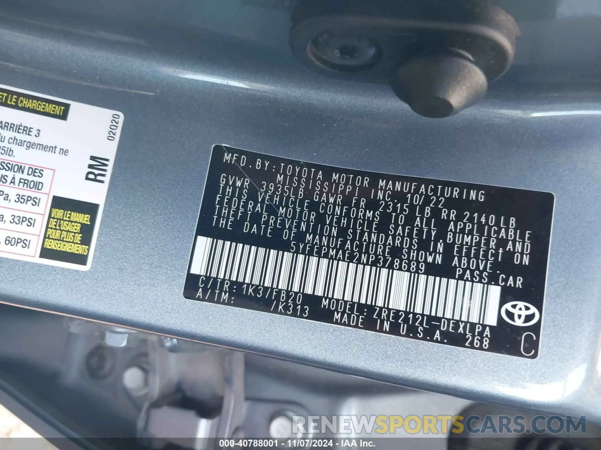 9 Photograph of a damaged car 5YFEPMAE2NP378689 TOYOTA COROLLA 2022